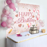 Aperturee - Aperturee Fresh Color Balloons Glitter Happy Birthday Backdrop